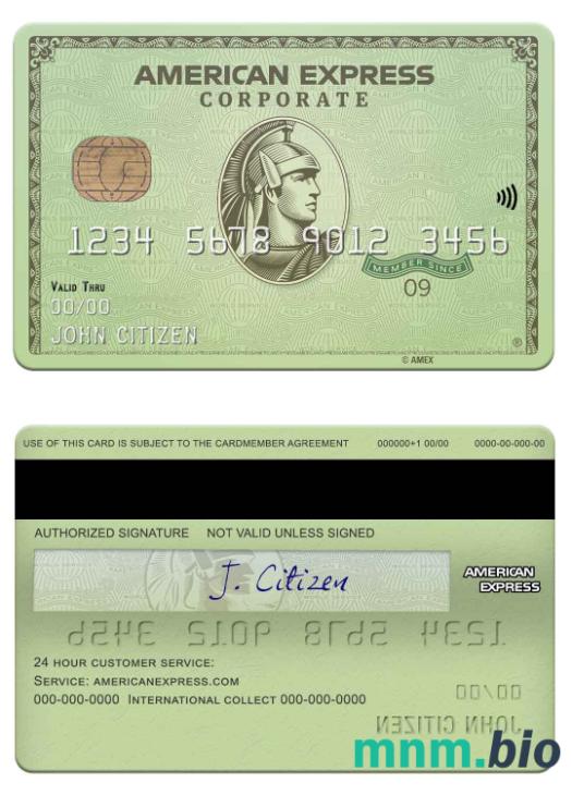 USA Massachusetts Radius bank american express green karta przykład w formacie PSD
